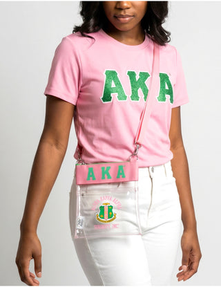 Alpha Kappa Alpha AKA Letters Clear Crossbody Stadium Bag Pink