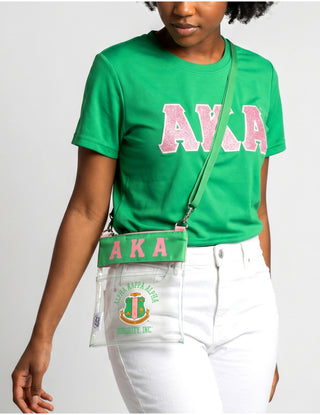 Alpha Kappa Alpha AKA Letters Clear Crossbody Stadium Bag Green
