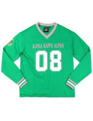 Alpha Kappa Alpha Long Sleeve Glitter Football Jersey Green