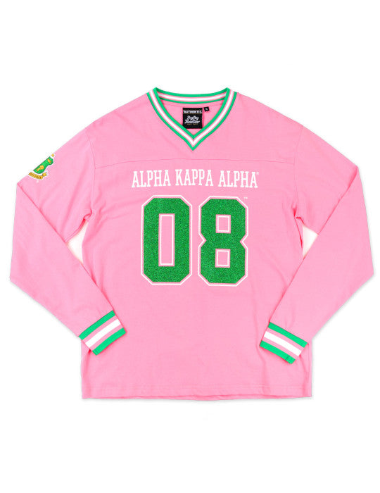 Alpha Kappa Alpha Long Sleeve Glitter Football Jersey Pink – Pretty Pleze