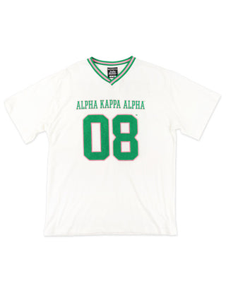 Alpha Kappa Alpha Oversized Chenille Football Jersey Ivory