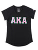 Alpha Kappa Alpha V-Neck Glitter Tee Black