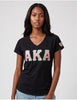 Alpha Kappa Alpha V-Neck Glitter Tee Black
