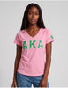 Alpha Kappa Alpha V-Neck Glitter Tee Pink