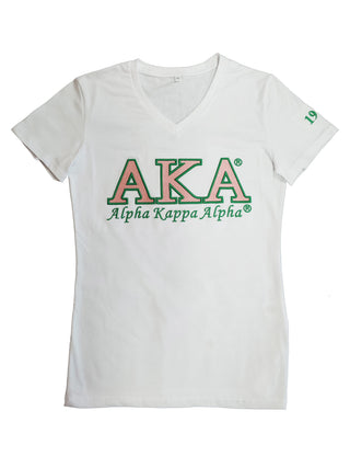 Alpha Kappa Alpha Luxury Embroidered T-shirt White