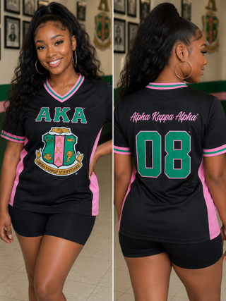 Alpha Kappa Alpha Fitted Football Jersey Black