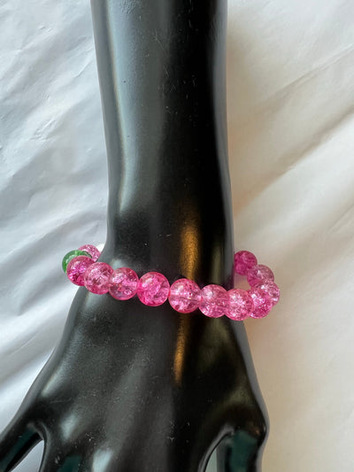 Alpha Kappa Alpha Beaded Bling Charm Bracelet Pink Pearl