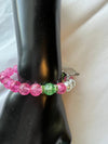 Alpha Kappa Alpha Beaded Bling Charm Bracelet Pink Pearl