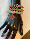 Alpha Kappa Alpha Beaded Bling Charm Bracelet Set