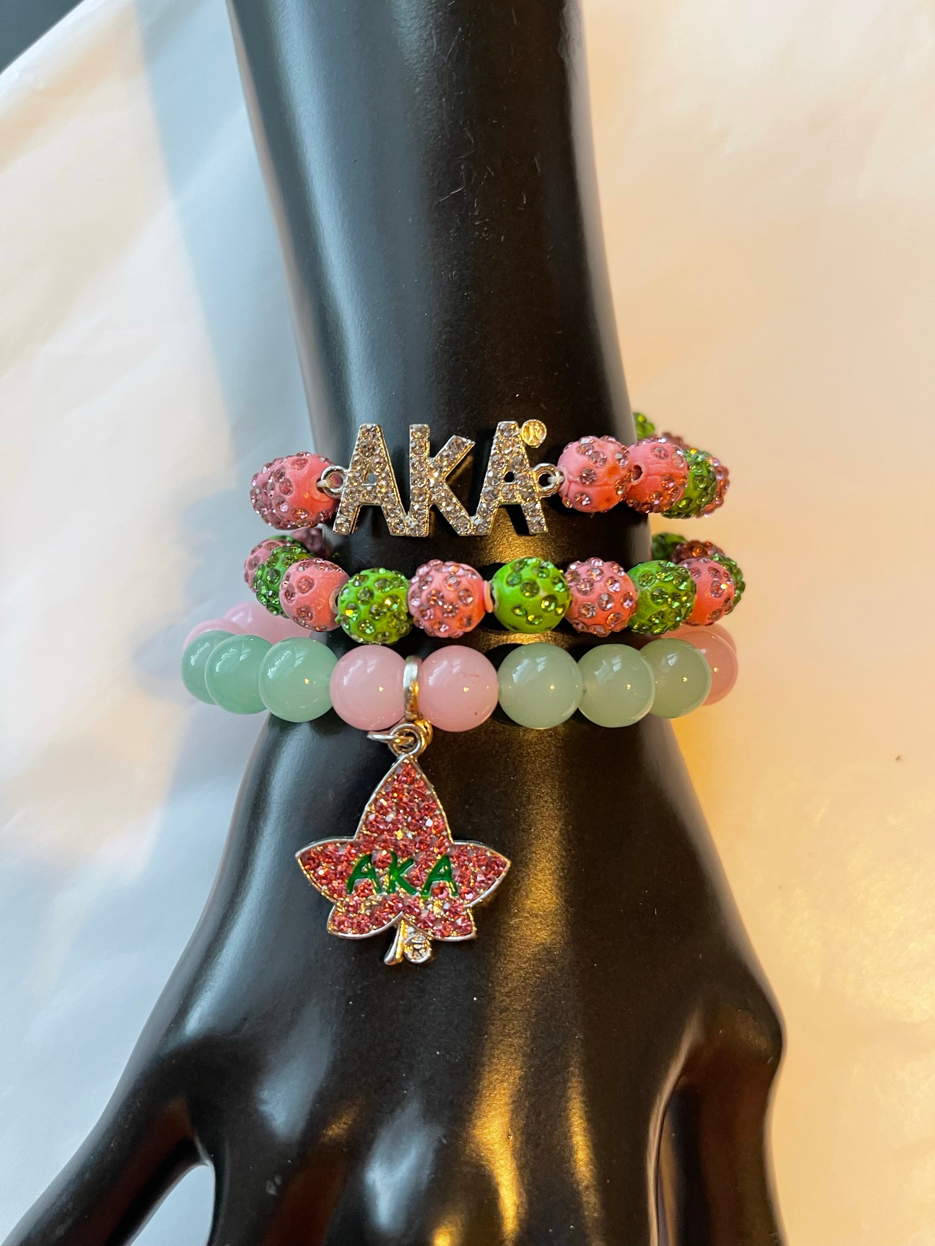 Alpha Kappa Alpha Beaded Bling Charm Bracelet Set – Pretty Pleze