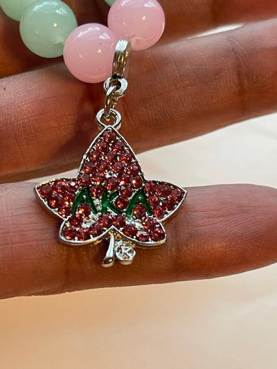 Alpha Kappa Alpha Beaded Bling Charm Bracelet Set