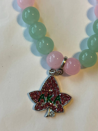 Alpha Kappa Alpha Beaded Bling Charm Bracelet Set