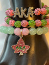 Alpha Kappa Alpha Beaded Bling Charm Bracelet Set