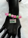Alpha Kappa Alpha Beaded Bling Pretty Girl Charm Bracelet