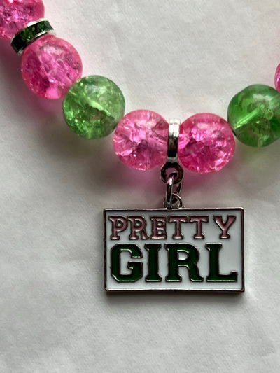 Alpha Kappa Alpha Beaded Bling Pretty Girl Charm Bracelet
