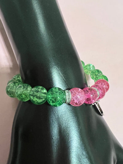 Alpha Kappa Alpha Beaded Round Medallion Bracelet