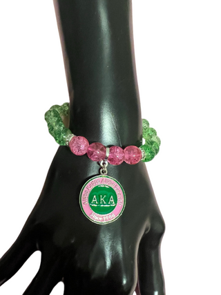 Alpha Kappa Alpha Beaded Round Medallion Bracelet - Sorority Bracelets