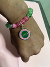 Alpha Kappa Alpha Beaded Round Medallion Bracelet