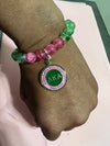 Alpha Kappa Alpha Beaded Round Medallion Bracelet