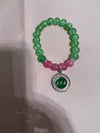 Alpha Kappa Alpha Beaded Round Medallion Bracelet