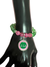 Alpha Kappa Alpha Beaded Round Medallion Bracelet - Sorority Bracelets