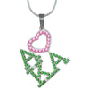 Alpha Kappa Alpha Bling AKA Heart Crystal Necklace
