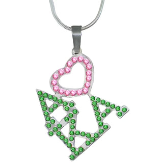 Alpha Kappa Alpha Bling AKA Heart Crystal Necklace