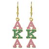 Alpha Kappa Alpha Bling Austrian Crystal Earrings Gold