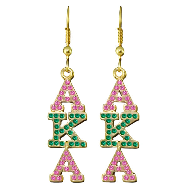 Alpha Kappa Alpha Bling Austrian Crystal Earrings Gold