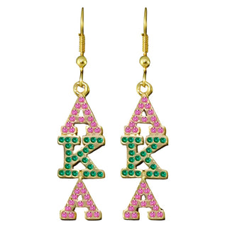 Alpha Kappa Alpha Bling Austrian Crystal Earrings Gold