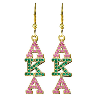 Alpha Kappa Alpha Bling Austrian Crystal Earrings Gold