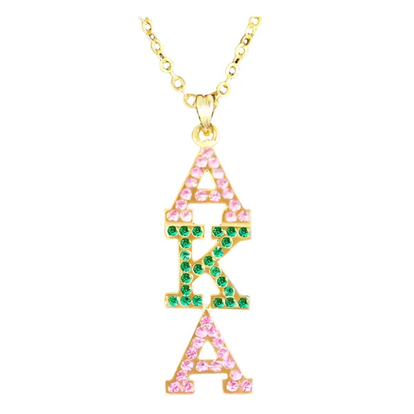 Alpha Kappa Alpha Bling Austrian Crystal Necklace Gold