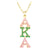 Alpha Kappa Alpha Bling Austrian Crystal Necklace Gold