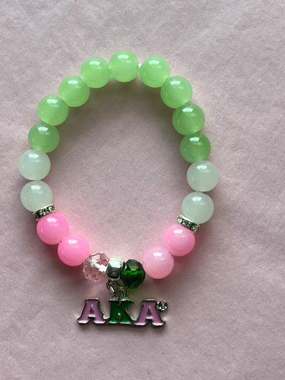 Alpha Kappa Alpha Bling Natural Agate AKA Charm Bracelet