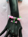 Alpha Kappa Alpha Bling Natural Agate AKA Charm Bracelet