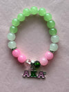 Alpha Kappa Alpha Bling Natural Agate AKA Charm Bracelet