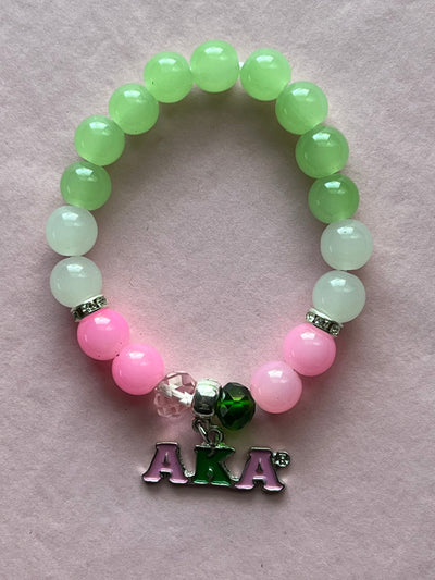 Alpha Kappa Alpha Bling Natural Agate AKA Charm Bracelet