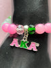 Alpha Kappa Alpha Bling Natural Agate AKA Charm Bracelet