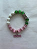 Alpha Kappa Alpha Bling Natural Agate Soror Charm Bracelet