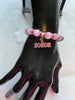 Alpha Kappa Alpha Bling Natural Agate Soror Charm Bracelet