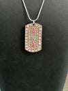 Alpha Kappa Alpha Bling Rhinestone Dog Tag Necklace