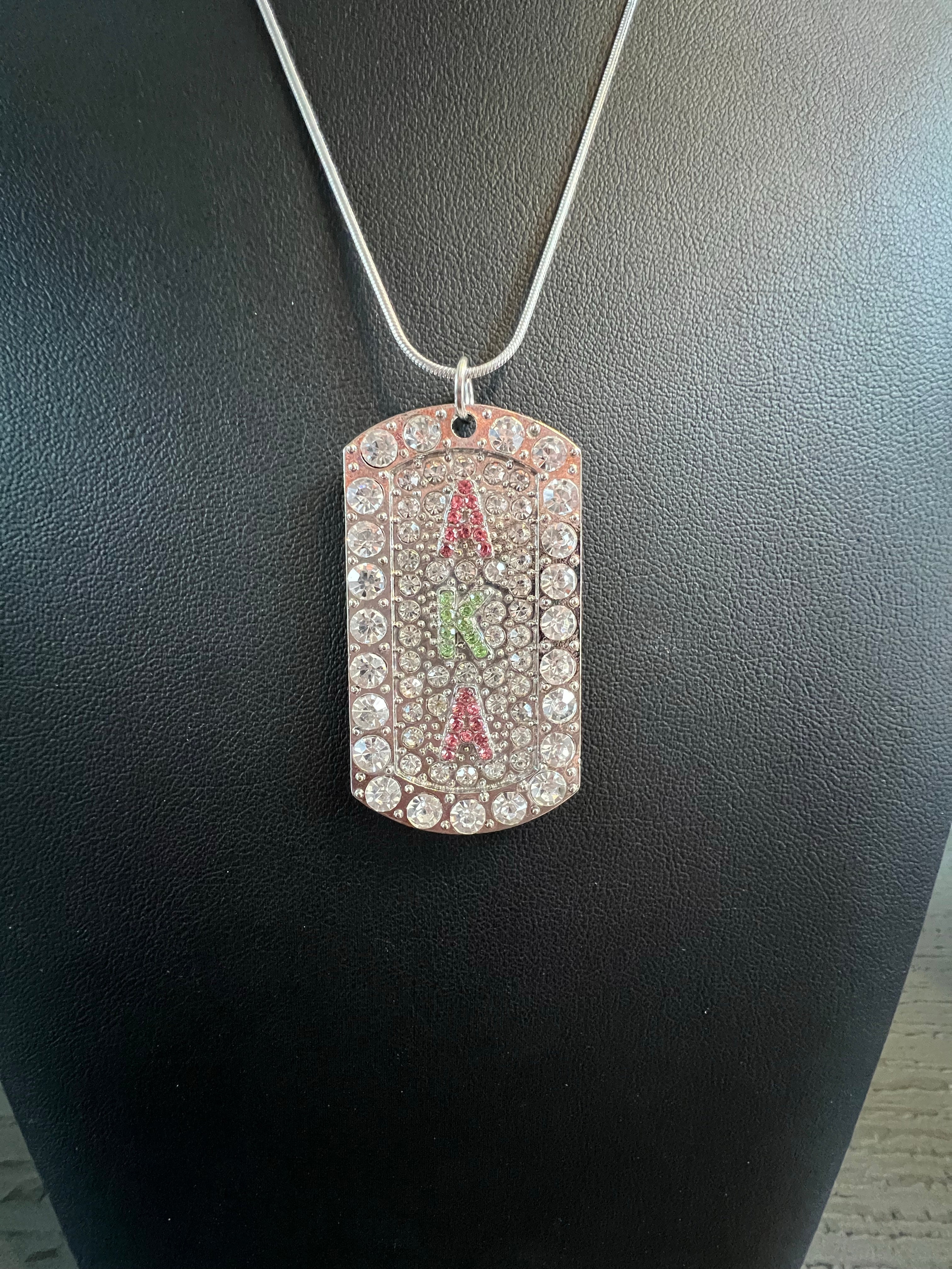 Alpha Kappa Alpha Bling Rhinestone Dog Tag Necklace – Pretty Pleze
