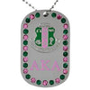 Alpha Kappa Alpha Bling Rhinestone Double Side Dog Tag Necklace