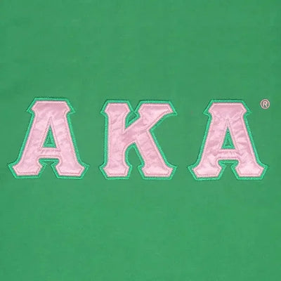 Alpha Kappa Alpha Classic Satin Letter Ringer T-shirt Green - Apparel & Accessories