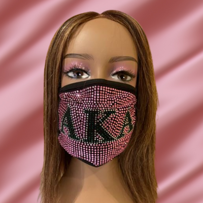 Alpha Kappa Alpha Full Rhinestone Bling Face Mask Pink