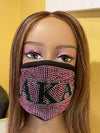 Alpha Kappa Alpha Full Rhinestone Bling Face Mask Pink