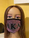Alpha Kappa Alpha Full Rhinestone Bling Face Mask Pink
