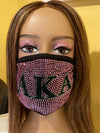 Alpha Kappa Alpha Full Rhinestone Bling Face Mask Pink