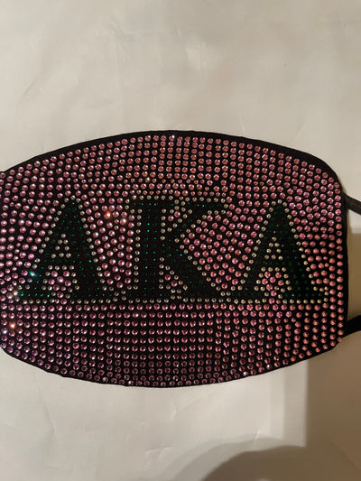 Alpha Kappa Alpha Full Rhinestone Bling Face Mask Pink
