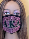 Alpha Kappa Alpha Full Rhinestone Bling Face Mask Pink